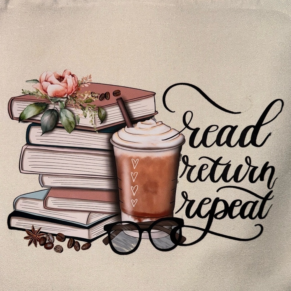 Book Bag Library Tote Stacks And Coffee